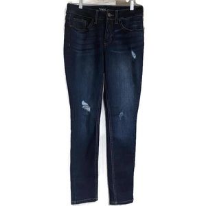 TIME AND TRU Distressed Dark Wash Skinny Jeans